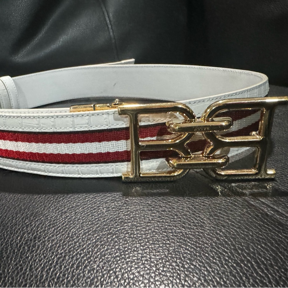 Mens designer Bally Belt - White